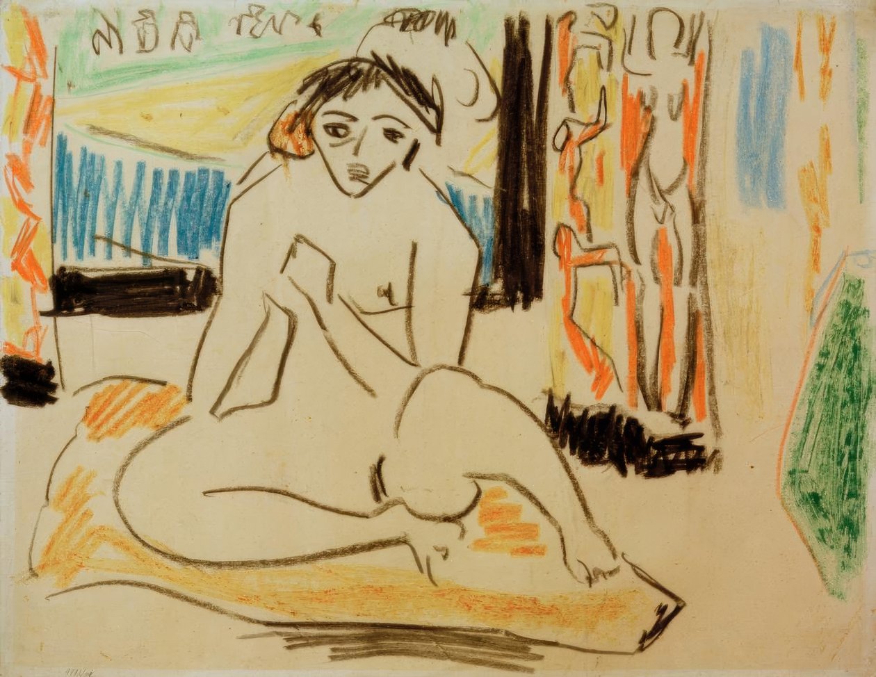 Kobieta naga w lustrze autorstwa Ernst Ludwig Kirchner