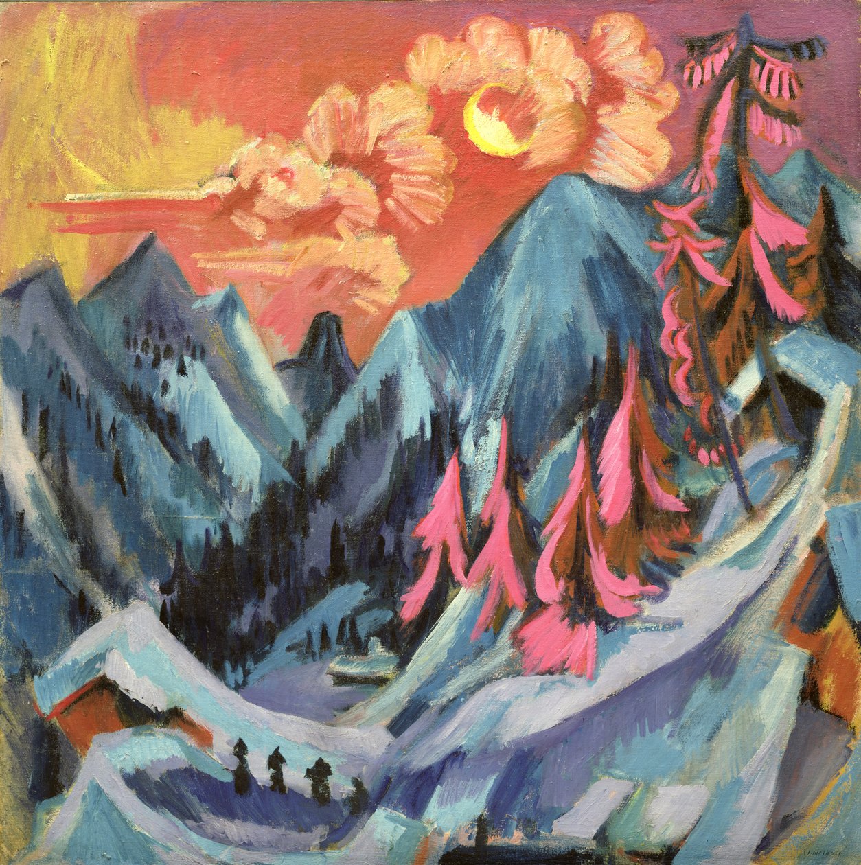 Zimowy krajobraz w świetle księżyca, 1919 autorstwa Ernst Ludwig Kirchner