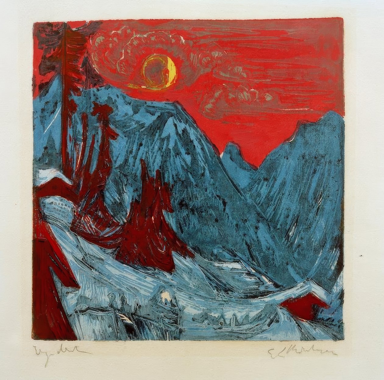zimowa noc w ustach autorstwa Ernst Ludwig Kirchner