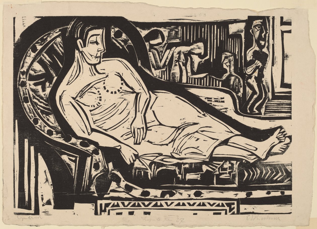 Kobieta leżąca na kanapie autorstwa Ernst Ludwig Kirchner