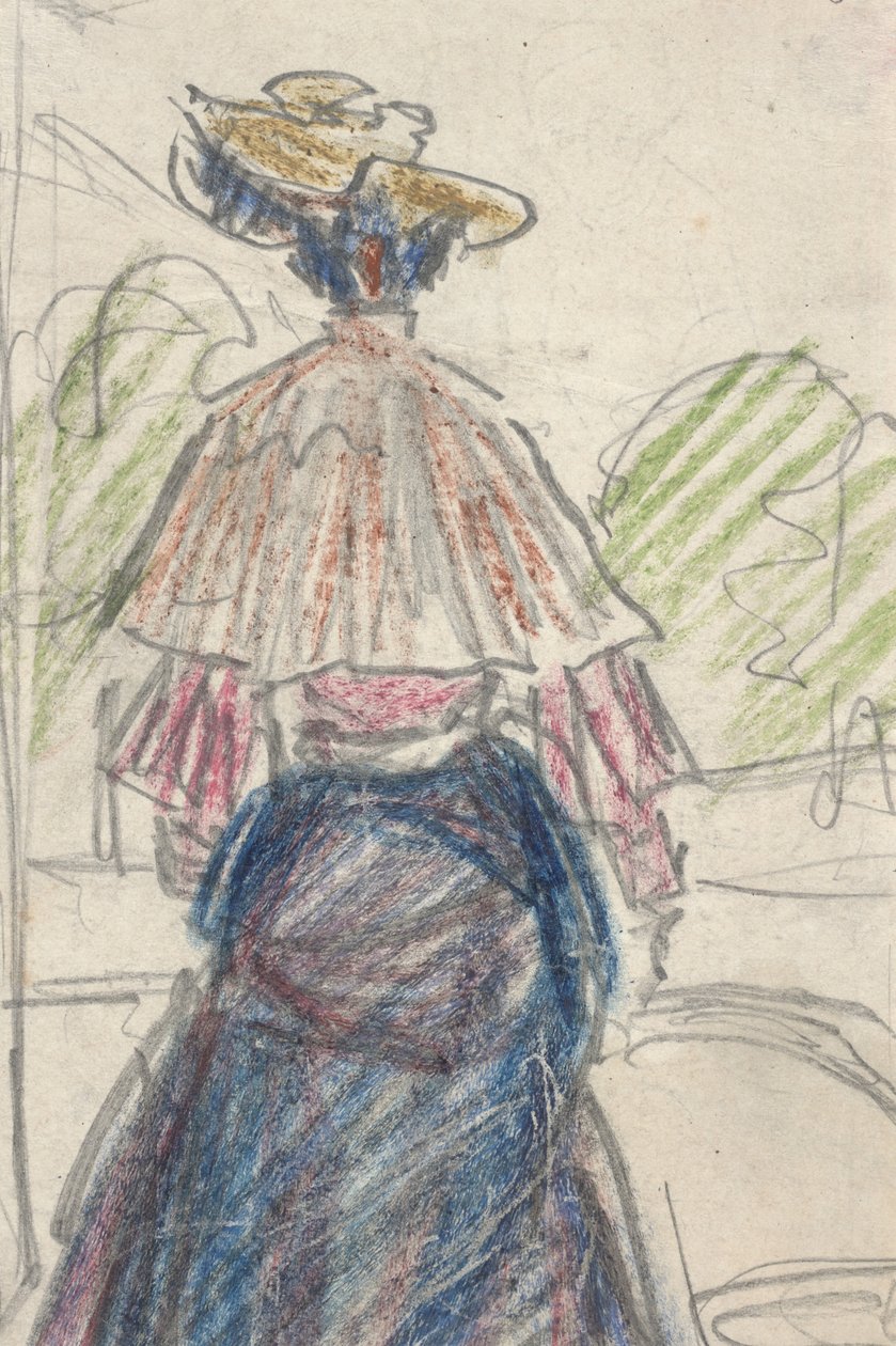 Kobieta w krajobrazie widziana z tyłu (ołówek i kredka na papierze) autorstwa Ernst Ludwig Kirchner