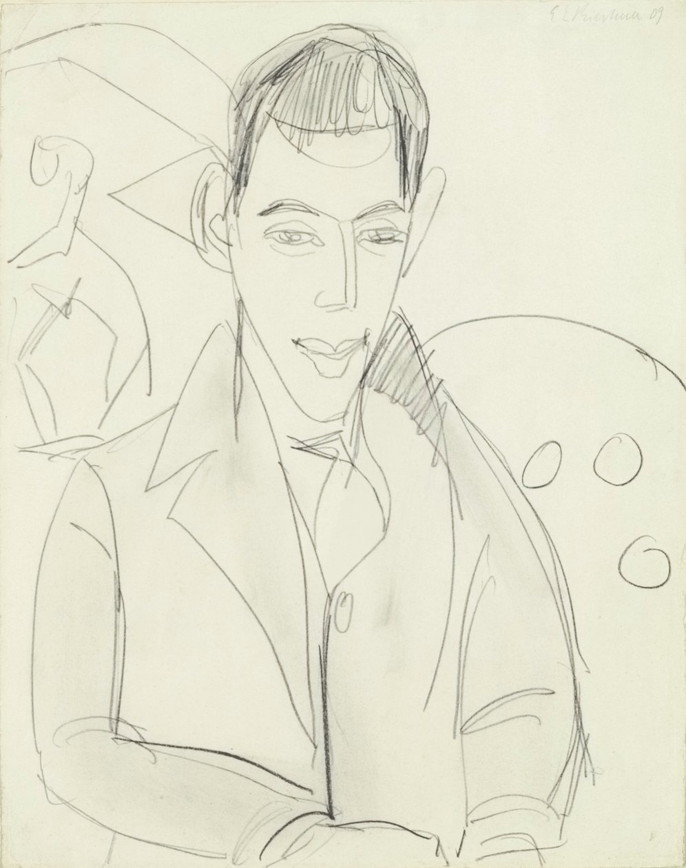 Młody poeta (Simon Guttmann), 1911 (grafit na papierze) autorstwa Ernst Ludwig Kirchner