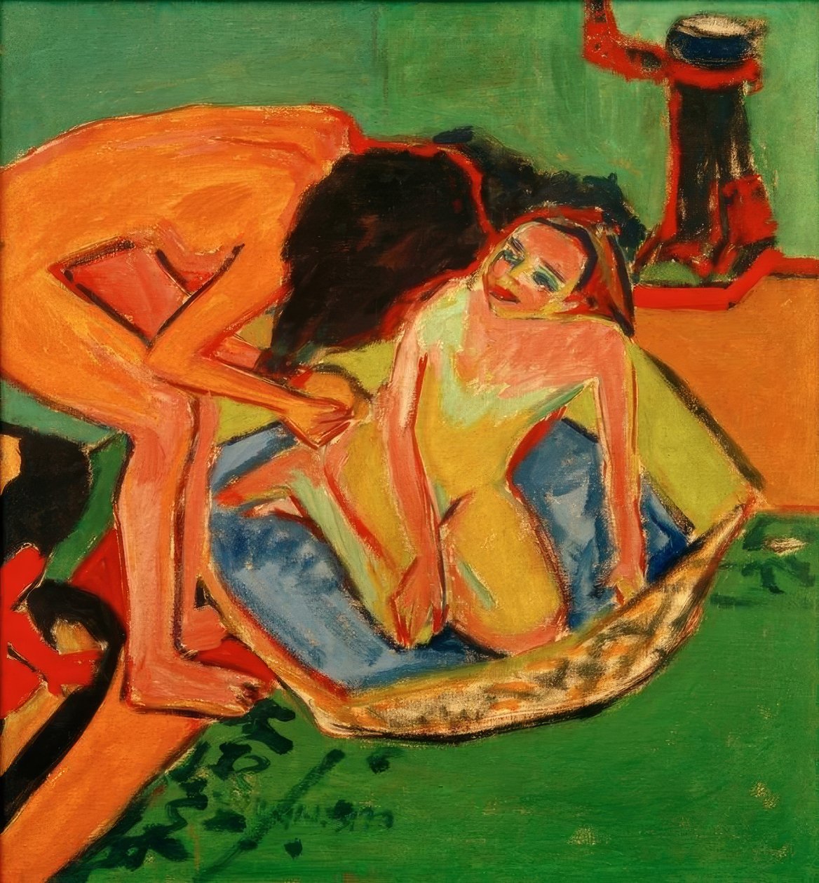 Dwa akty z wanną i piekarnikiem autorstwa Ernst Ludwig Kirchner
