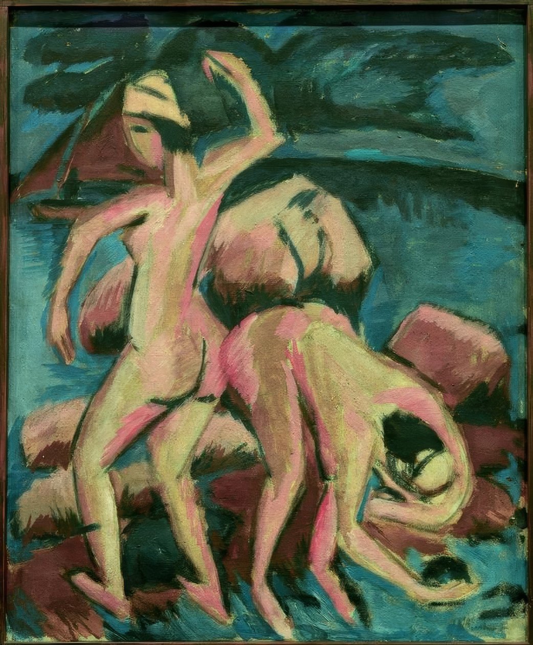 Dwóch kąpiących się, Fehmarn autorstwa Ernst Ludwig Kirchner