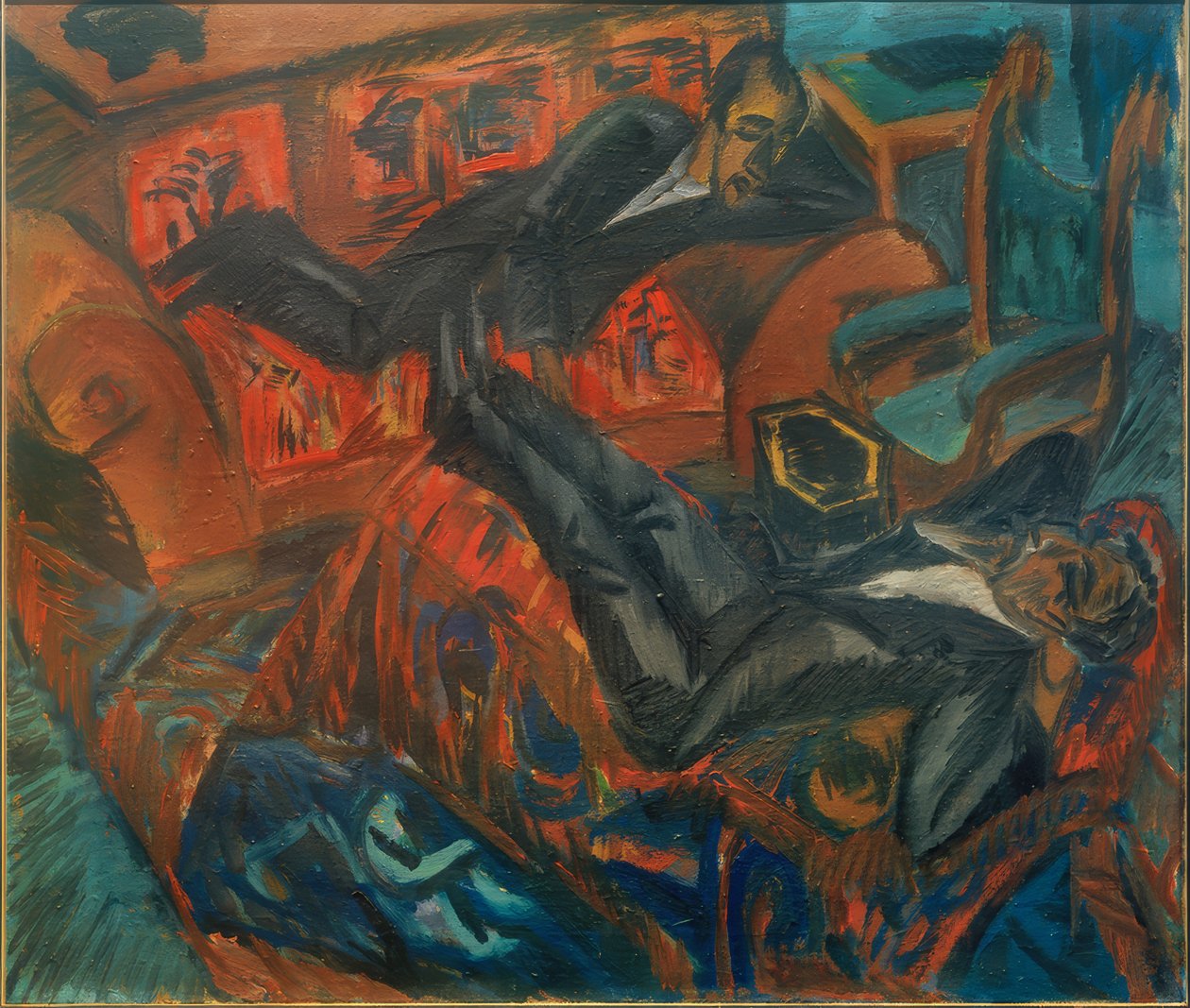 Dwóch przyjaciół w rozmowie autorstwa Ernst Ludwig Kirchner