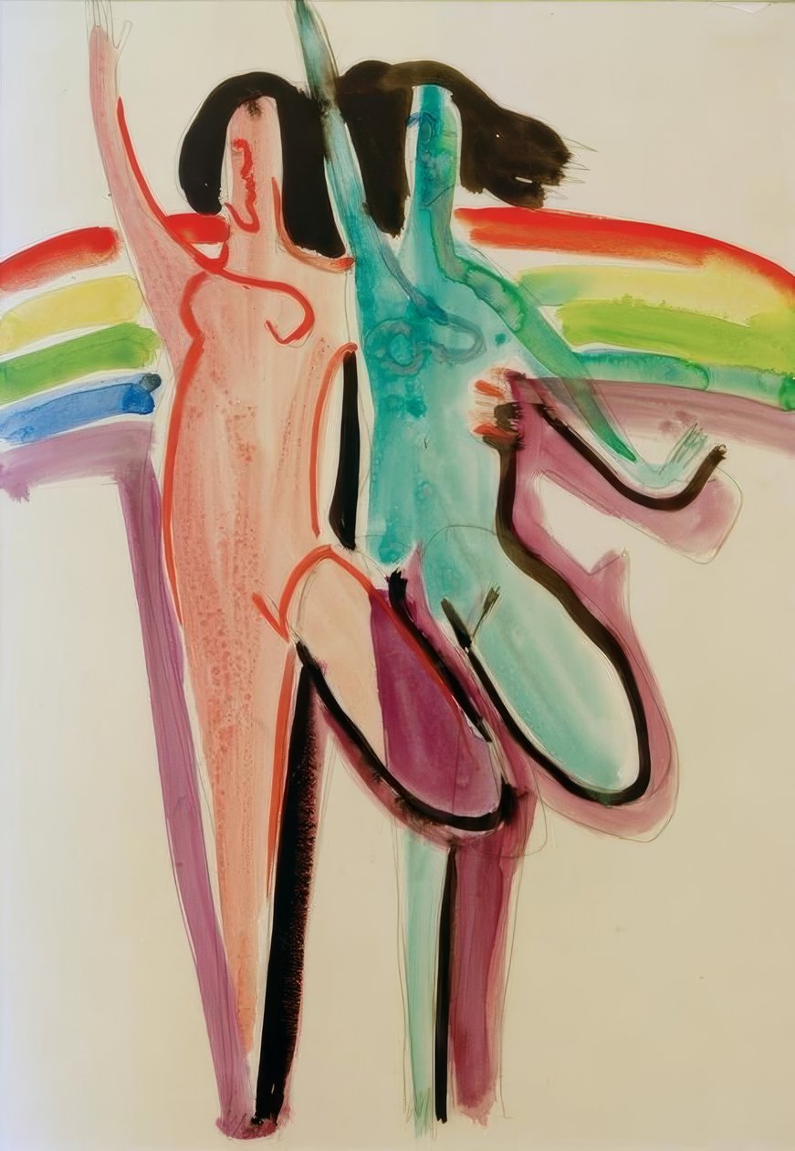 Dwóch tancerzy autorstwa Ernst Ludwig Kirchner