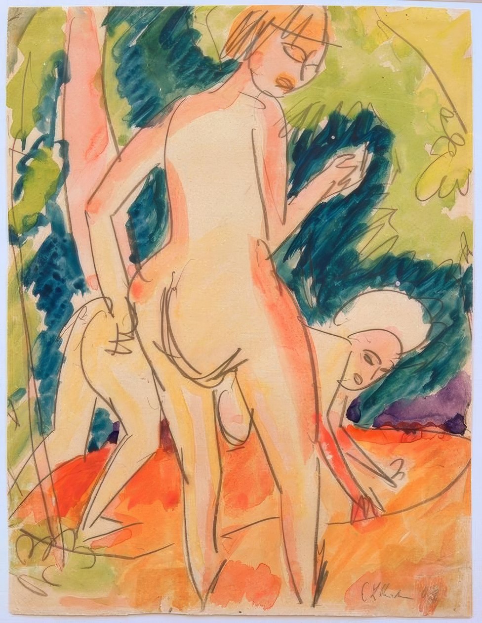 Dwie dziewczyny w kąpieli autorstwa Ernst Ludwig Kirchner
