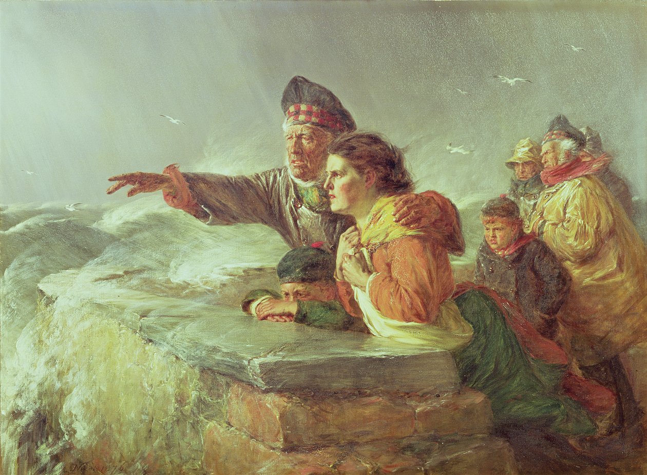 Brakująca łódź, c.1876 autorstwa Erskine Nicol