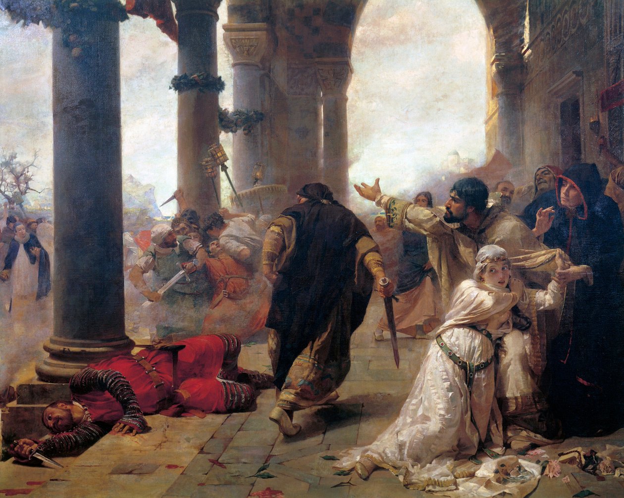 Nieszpory sycylijskie, autor: Erulo Eroli (1854-1916), szczegół autorstwa Erulo Eroli
