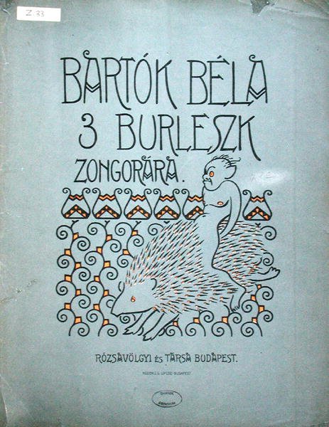 Okładka partytury na trzy burleski na fortepian Beli Bartoka (1881-1945) 1912 (kolor lito) autorstwa Ervin Voit