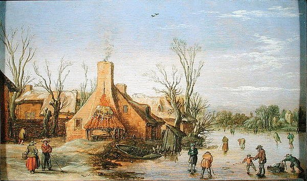 Wieś zimą, 1623 (olej na panelu) autorstwa Esaias I van de Velde