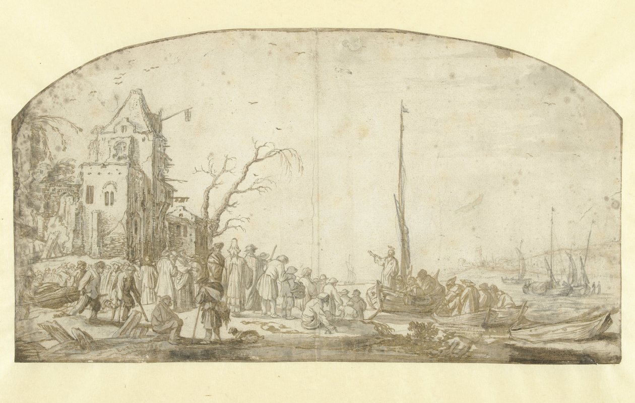 Chrystus nauczający z łodzi autorstwa Esaias van de Velde