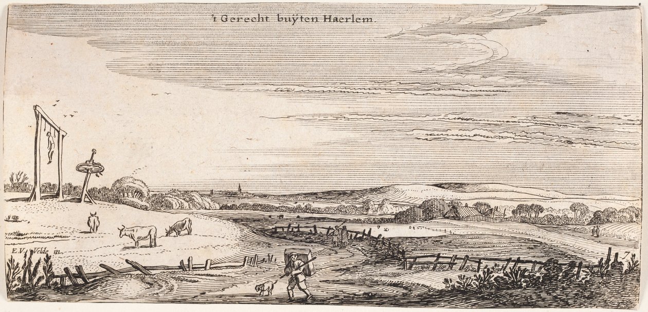 Galgebakke w pobliżu Haarlem autorstwa Esaias van de Velde