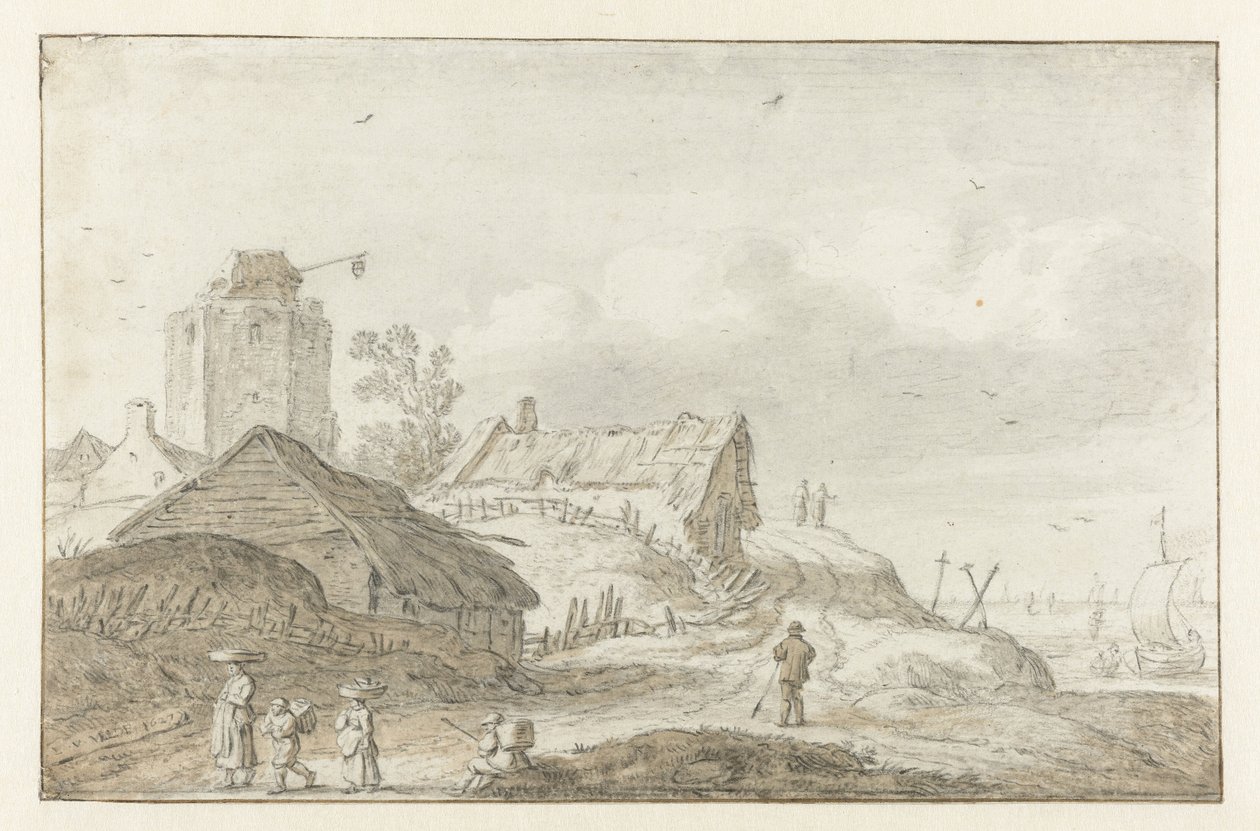 nadmorska wioska autorstwa Esaias van de Velde