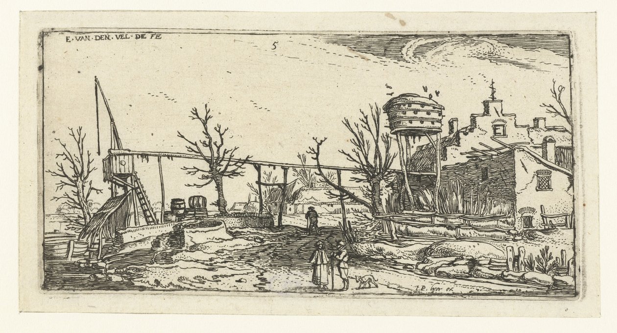 Krajobraz z browarem Krajobrazy (tytuł serii) autorstwa Esaias van de Velde
