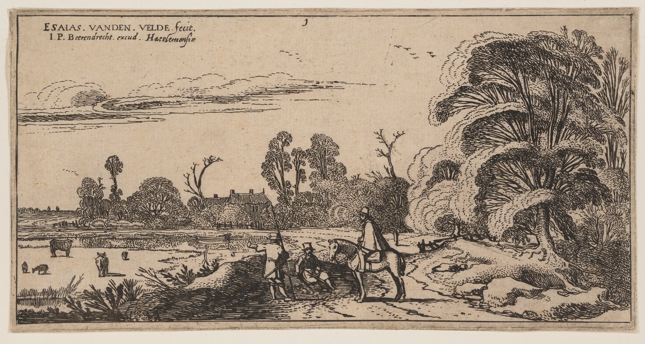 Ścieżka po prawej stronie pola, od Landscapes autorstwa Esaias van den Velde I