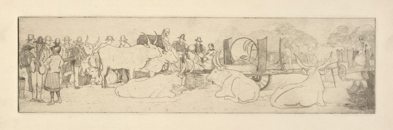 Scena na farmie z bykami autorstwa Esther Blaikie MacKinnon
