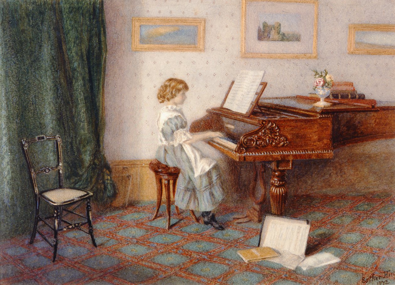Przy fortepianie, 1876 autorstwa Esther H. Jones