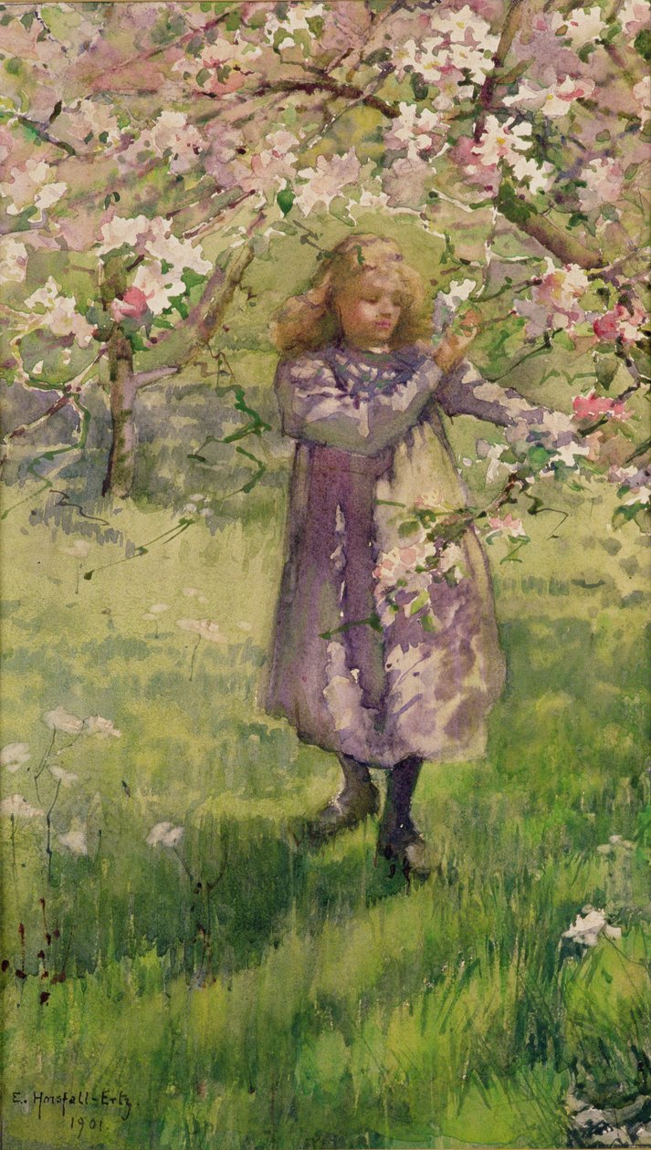 Zbieranie kwiatu jabłoni, 1901 autorstwa Ethel Horsfall Ertz