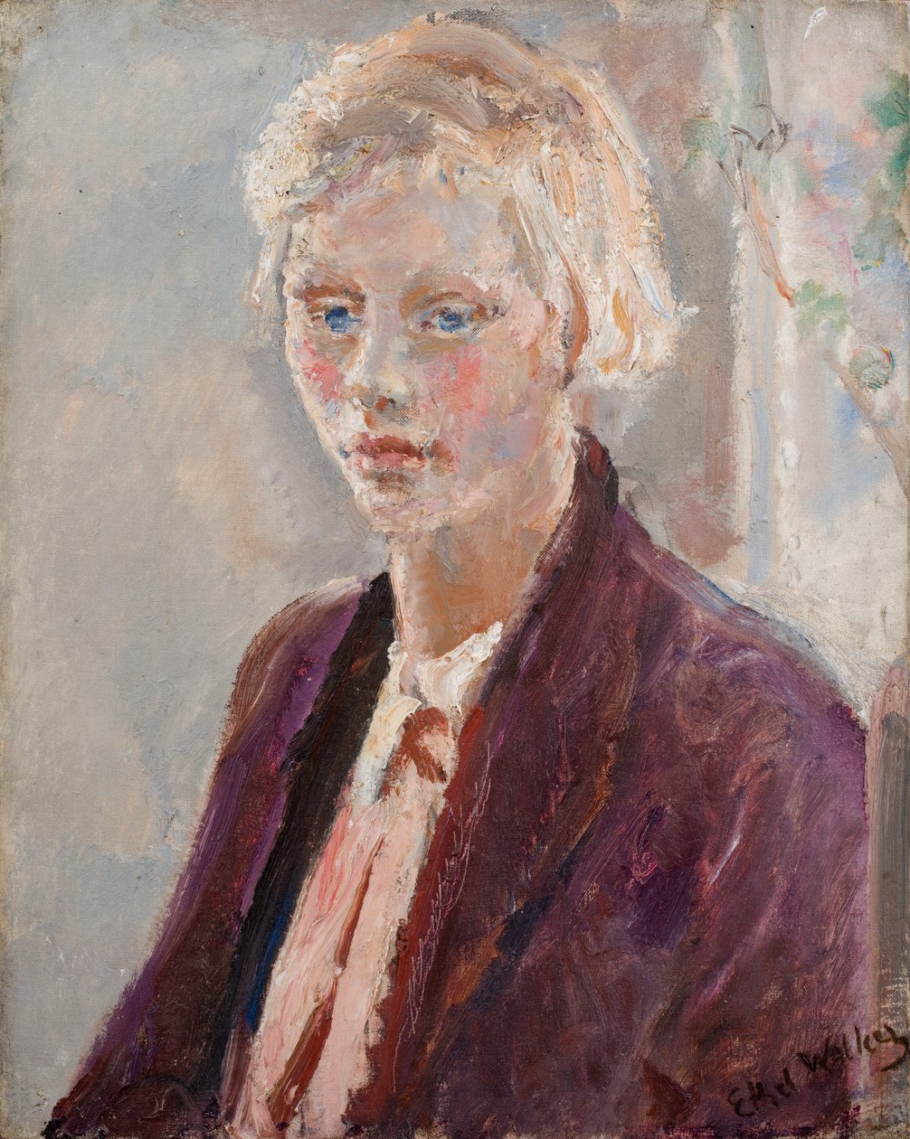 Blondynka w fioletowej kurtce, ok. 1935 (olej na płótnie) autorstwa Ethel Walker