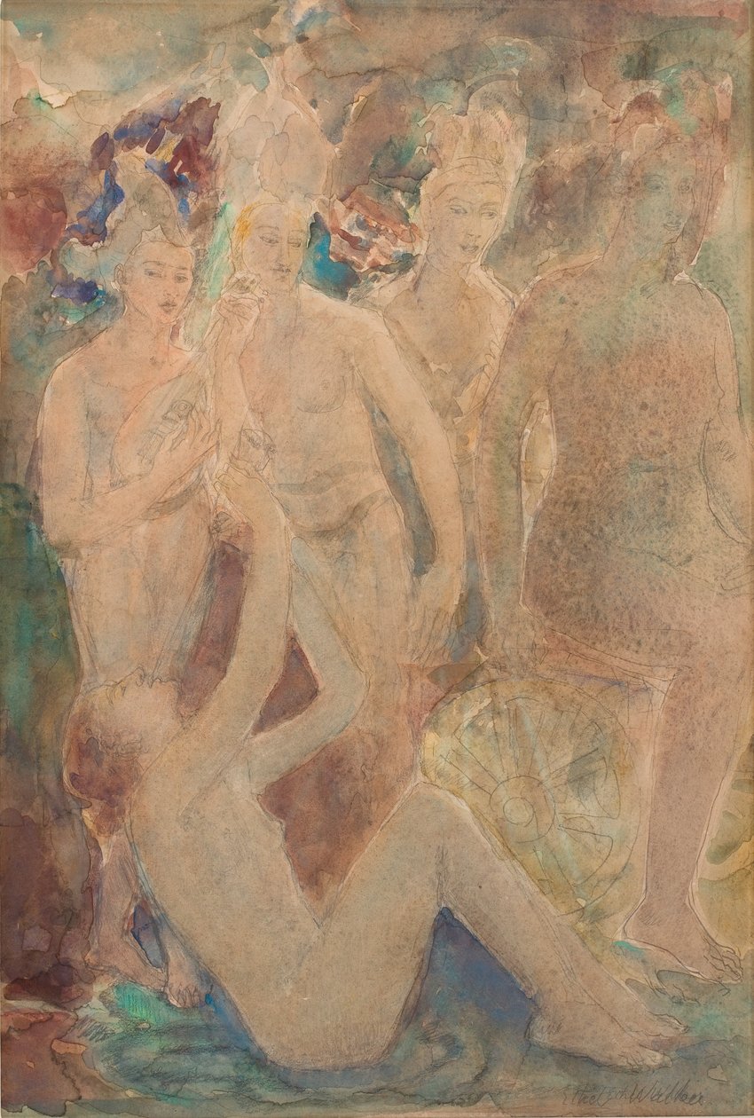 Przemijanie nocy, ok. 1924 (akwarela i ołówek na papierze) autorstwa Ethel Walker