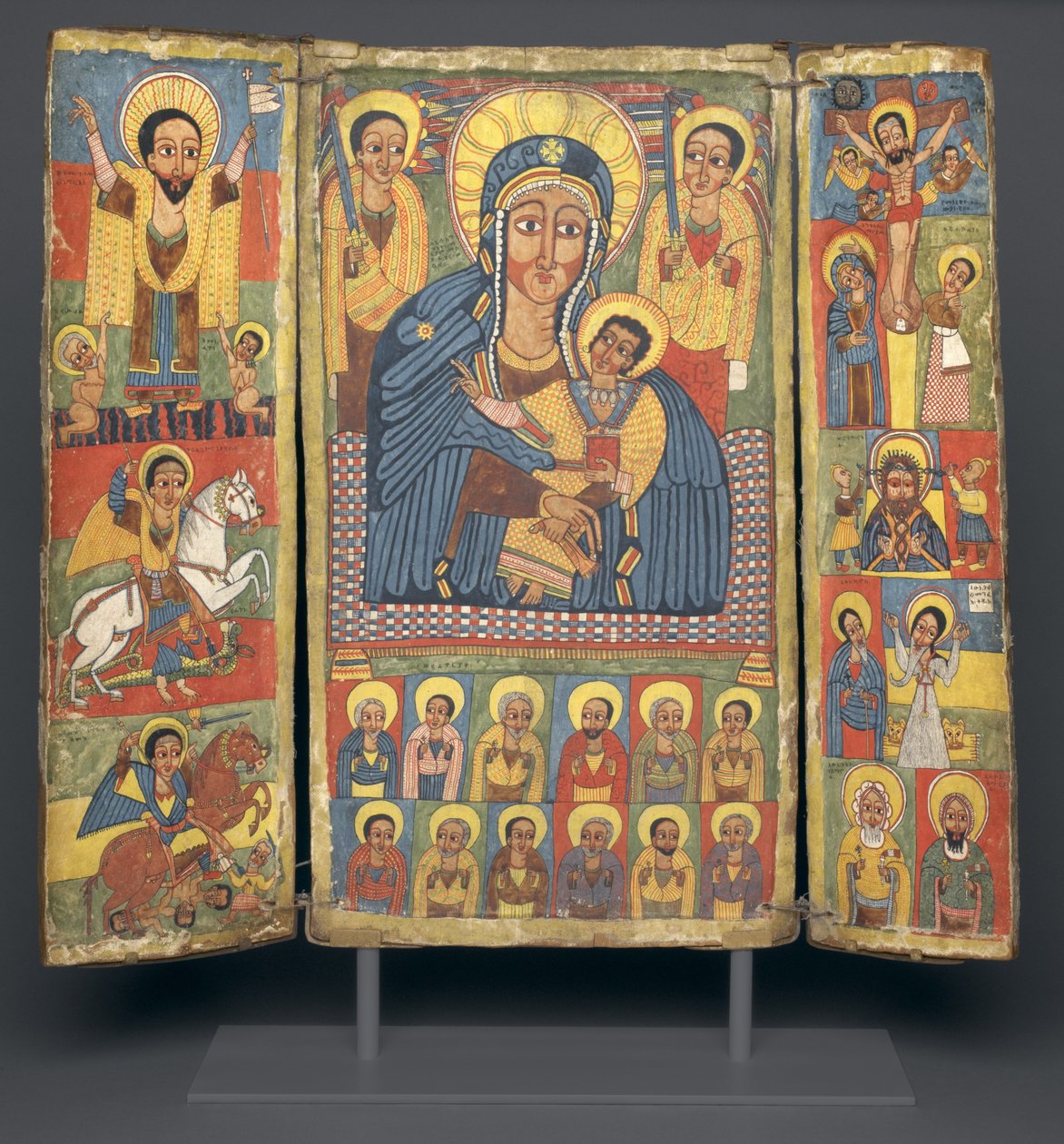 Tryptyk Ikona z centralnym obrazem Matki Boskiej z Dzieciątkiem, 1682-99 autorstwa Ethiopian School
