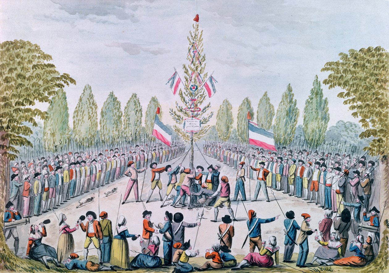 Plantacja Drzewa Wolności podczas rewolucji, c.1792 autorstwa Etienne Bericourt
