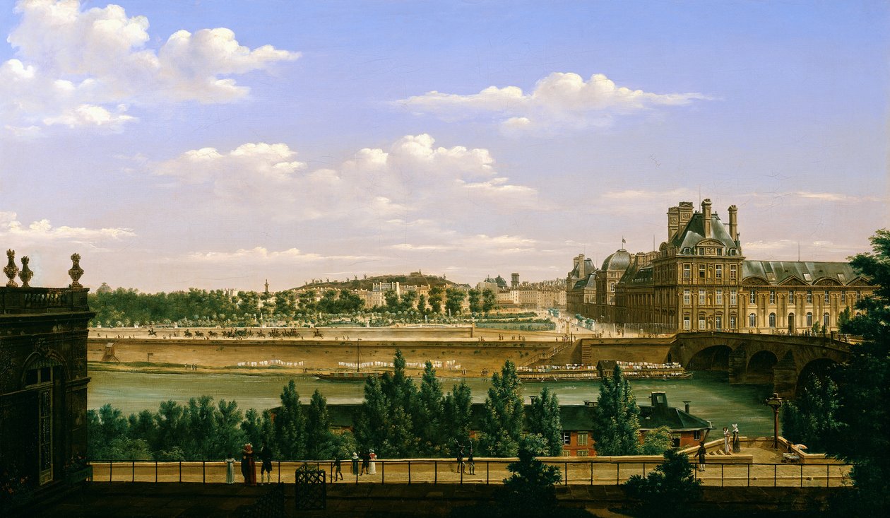 Widok na ogrody i pałac Tuileries z Quai d