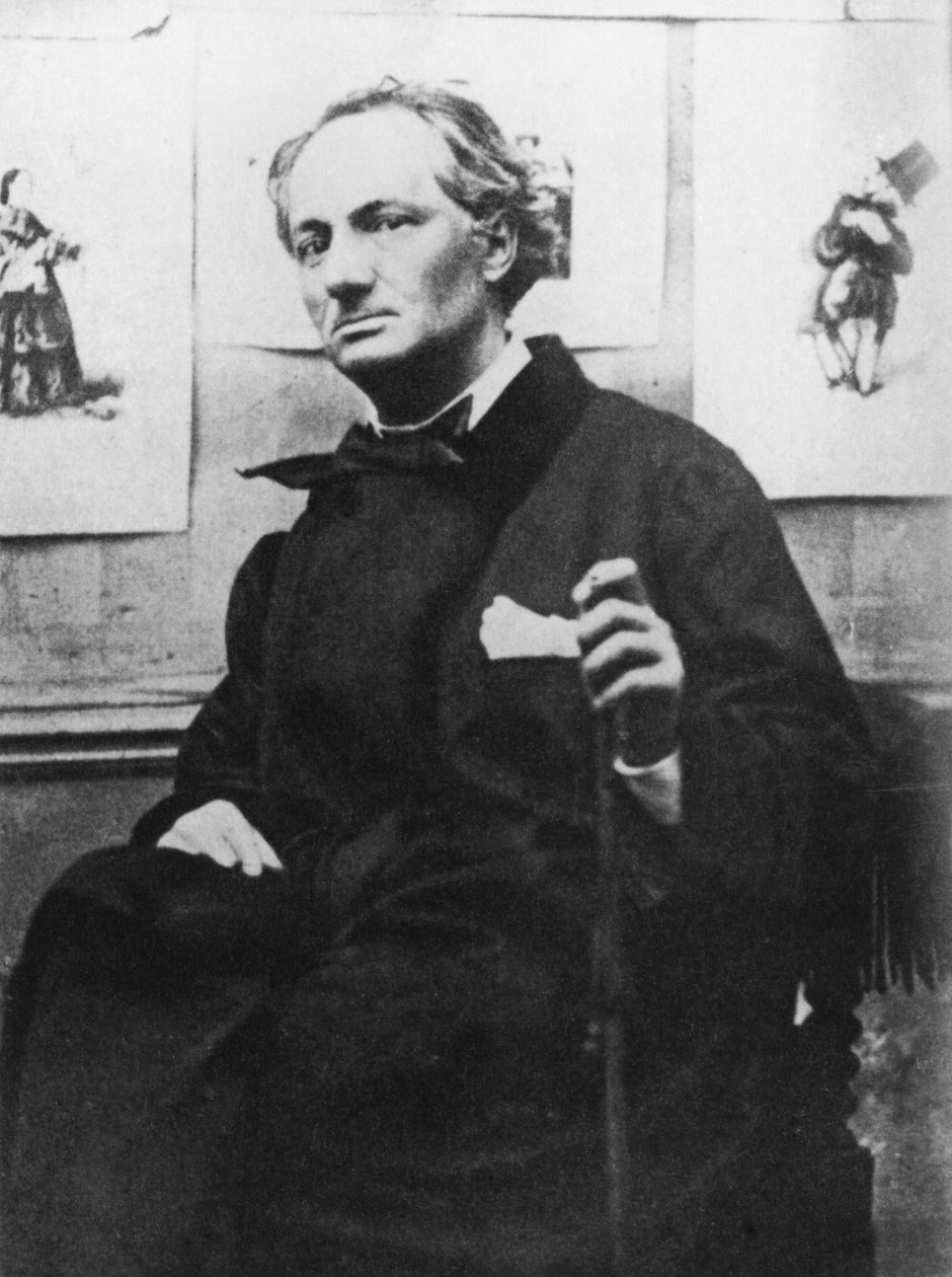 Charles Baudelaire (1821-67) z rycinami, ok.1863 autorstwa Etienne Carjat