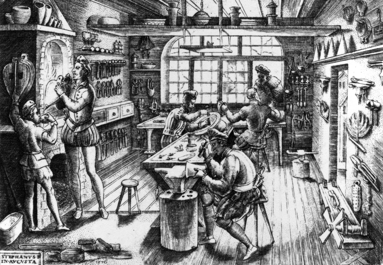 Warsztat złotniczy, 1576 autorstwa Etienne Delaune
