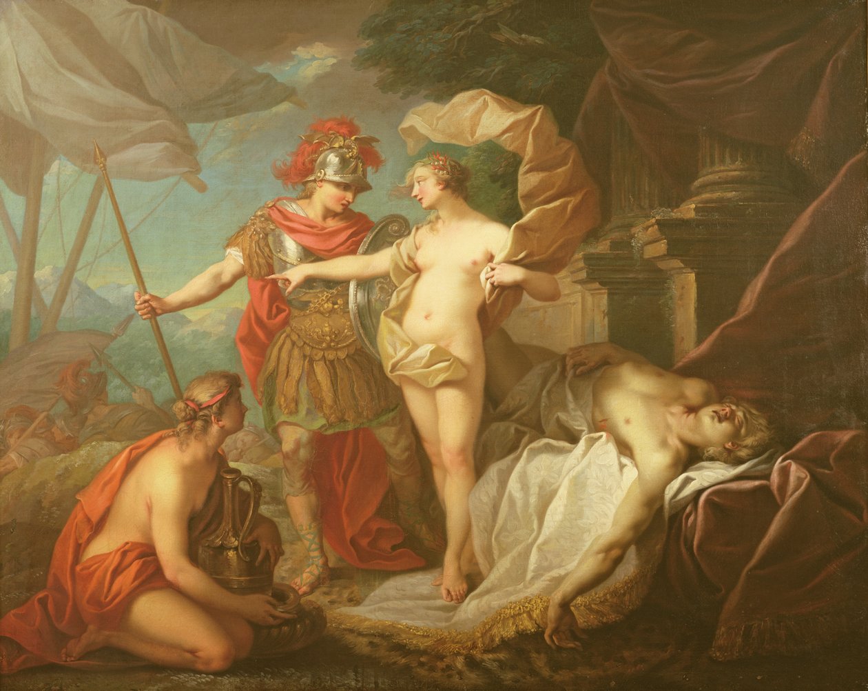 Achilles odchodzi, by pomścić śmierć Patroklusa autorstwa Étienne Jeaurat