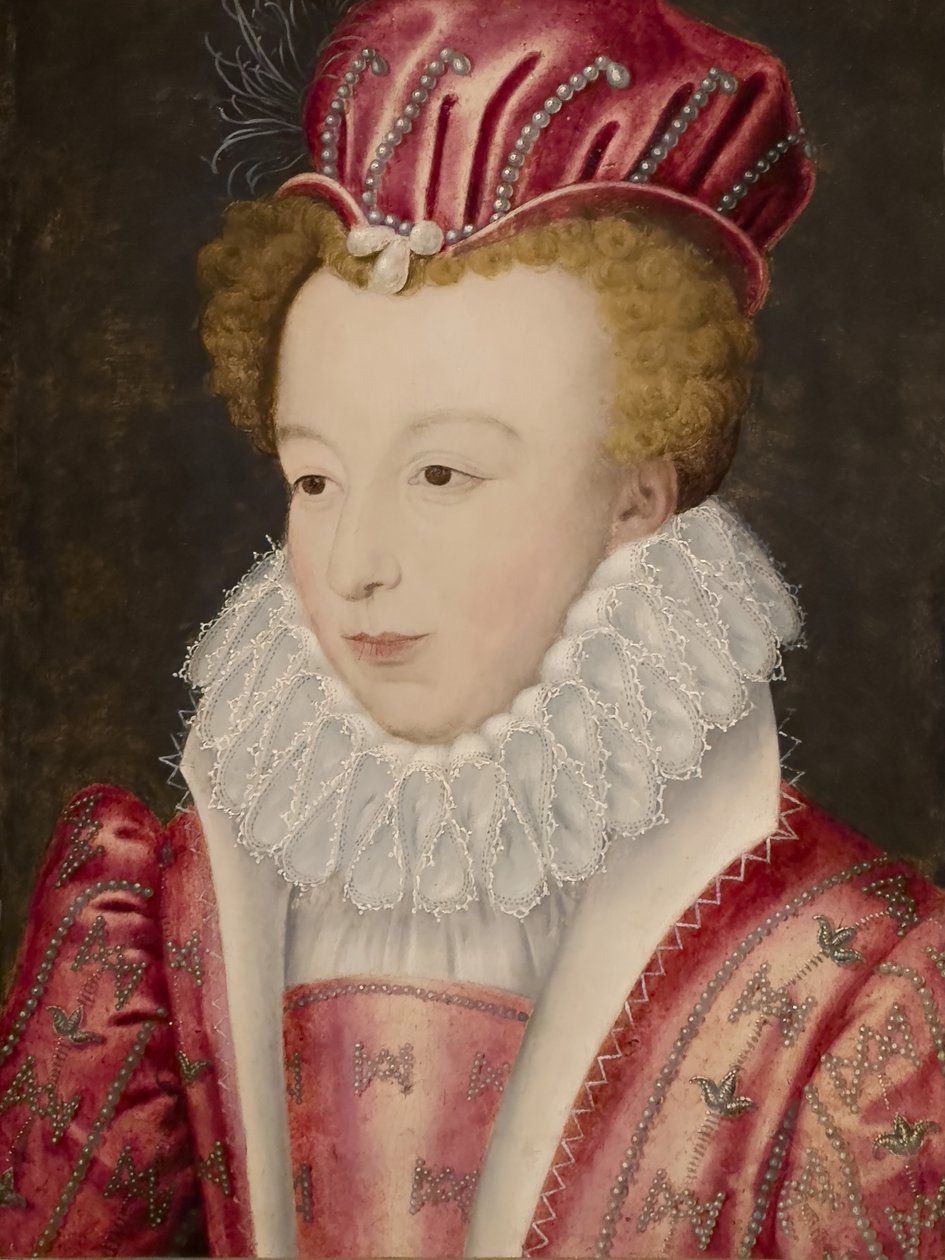 Portret Marguerite de France, królowej Nawarry, po 1572 (olej na drewnie) autorstwa Etienne (after) Dumonstier