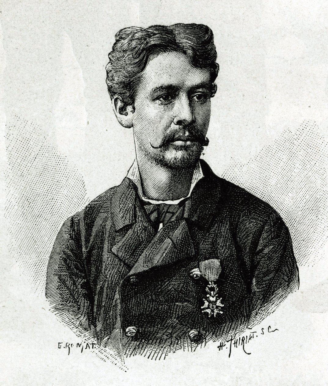 Portret doktora Tautain, podczas wyprawy do Afryki 1879-1882, pod dowództwem Gallieniego. Grawer E. Ronjata, z fotografii, ilustrujący historię „Exploration du Haut Niger (Haut Niger)” (dzisiejsze Mali) przez dowódcę Josepha Galliena autorstwa Etienne Antoine Eugene Ronjat