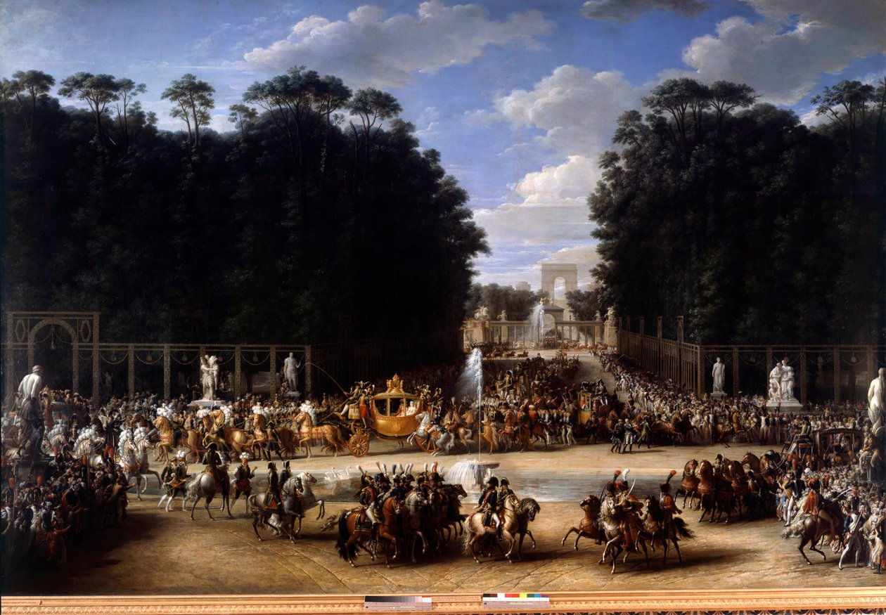 Napoleon i Marie Louise weszli do Ogrodu Tuileries (2 kwietnia) autorstwa Etienne Barthelemy Garnier