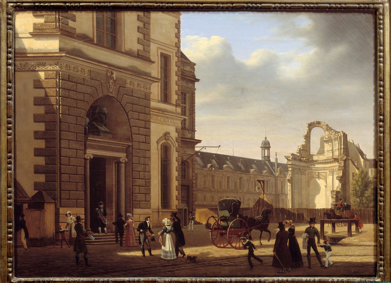 Wejście do Luwru i ruin Saint Louis du Louvre. Widok na Paryż. Obraz Etienne Bouhot (1780-1862) autorstwa Etienne Bouhot