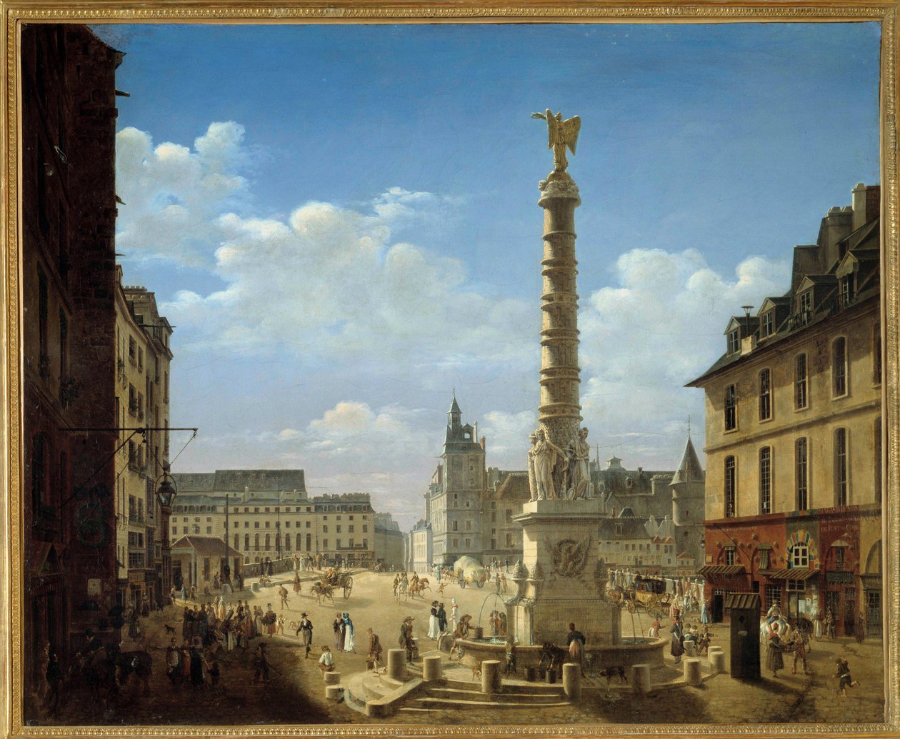 Plac i fontanna Obraz Chatelet autorstwa Etienne Bouhot (1780-1862) 1810 Nd. 0,81x0,99 m Paryż, Muzeum Carnavalet autorstwa Etienne Bouhot