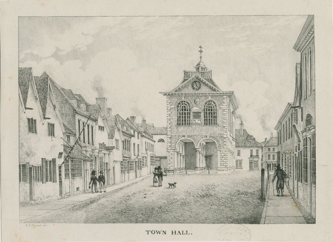 Tamworth - Ratusz: litografia, bd [1796-1865] autorstwa Etienne Bruno Hamel