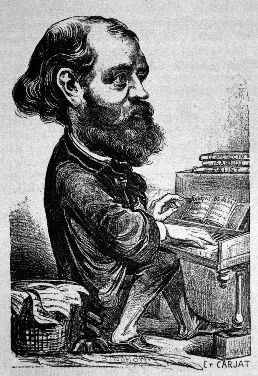 Charles Gounod (1818 - 1893), francuski kompozytor, Karykatura Etienne Carjata. autorstwa Etienne Carjat