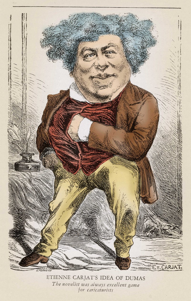 Portret Alexandre DUMASA (1803-1870) ojciec: karykatura autorstwa Etienne Carjata. autorstwa Etienne Carjat