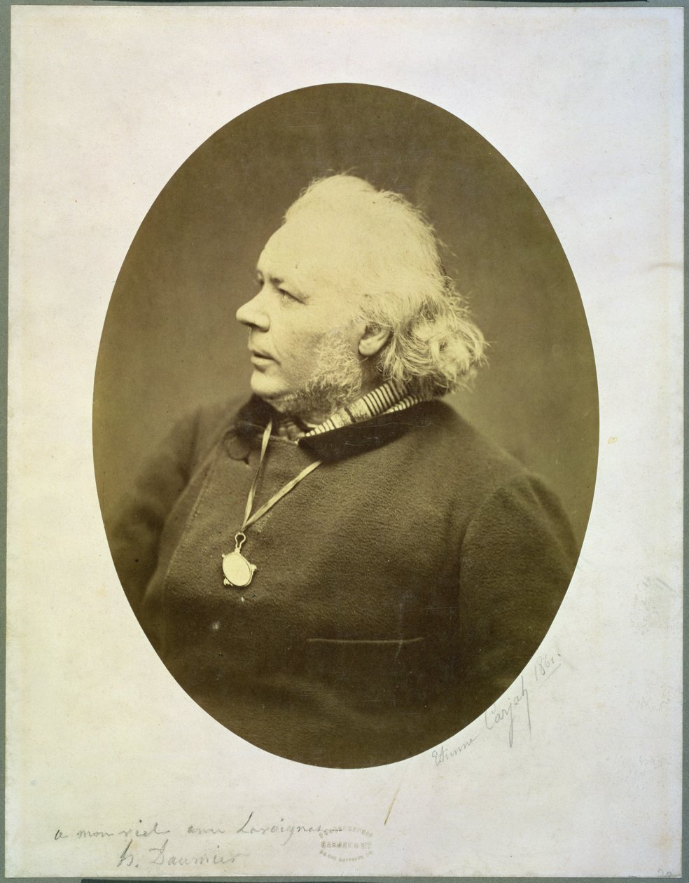 Portret Honore Daumiera (1808-79) 1861 (odbitka albumowa) autorstwa Etienne Carjat