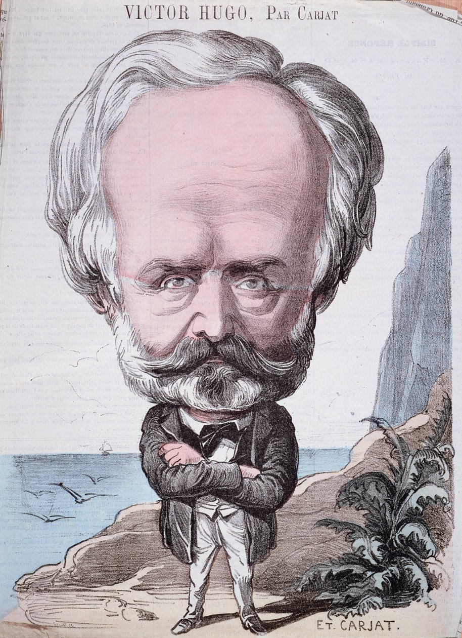 Victor Hugo (1802-85) na skale Jersey, 1867 (rycina kolorowa) autorstwa Etienne Carjat