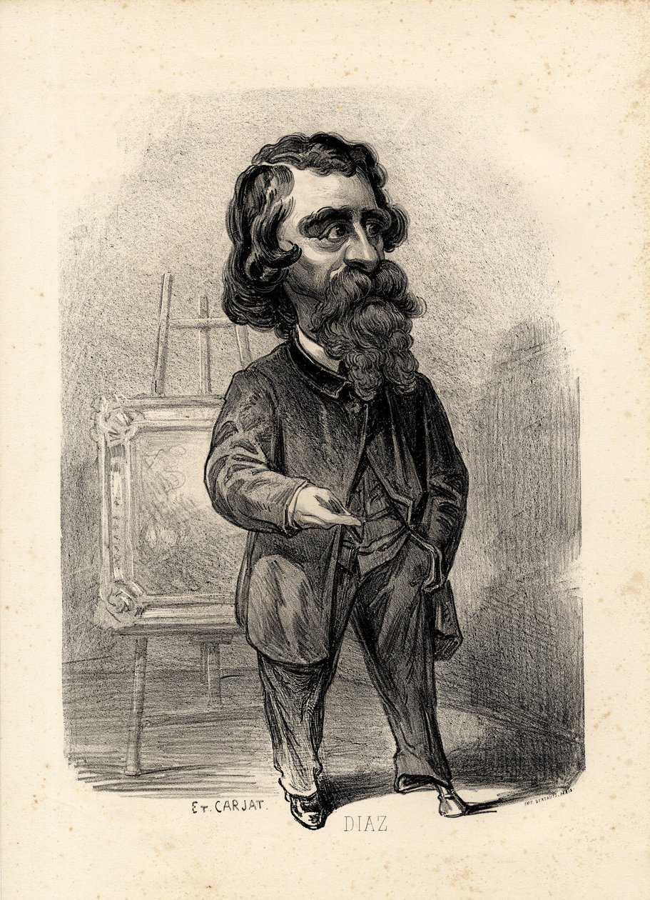 latający liść - Ilustracja Etienne Carjat (1826-1906): Art - Malarze, Diaz Narcisse Diaz de la Pena (1807-1876) autorstwa Etienne Carjat