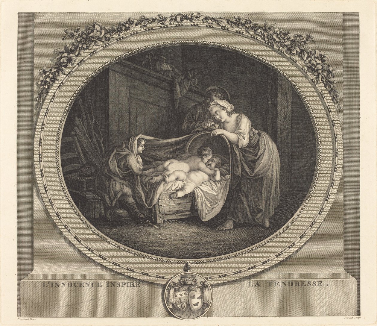 Niewinność budzi czułość autorstwa Etienne Claude Voysard after Jean Honoré Fragonard