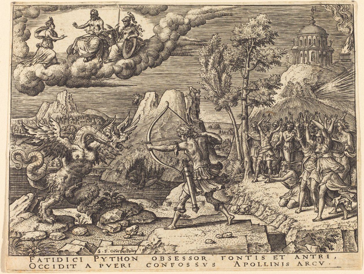 Apollo zabija Pythona autorstwa Etienne Delaune