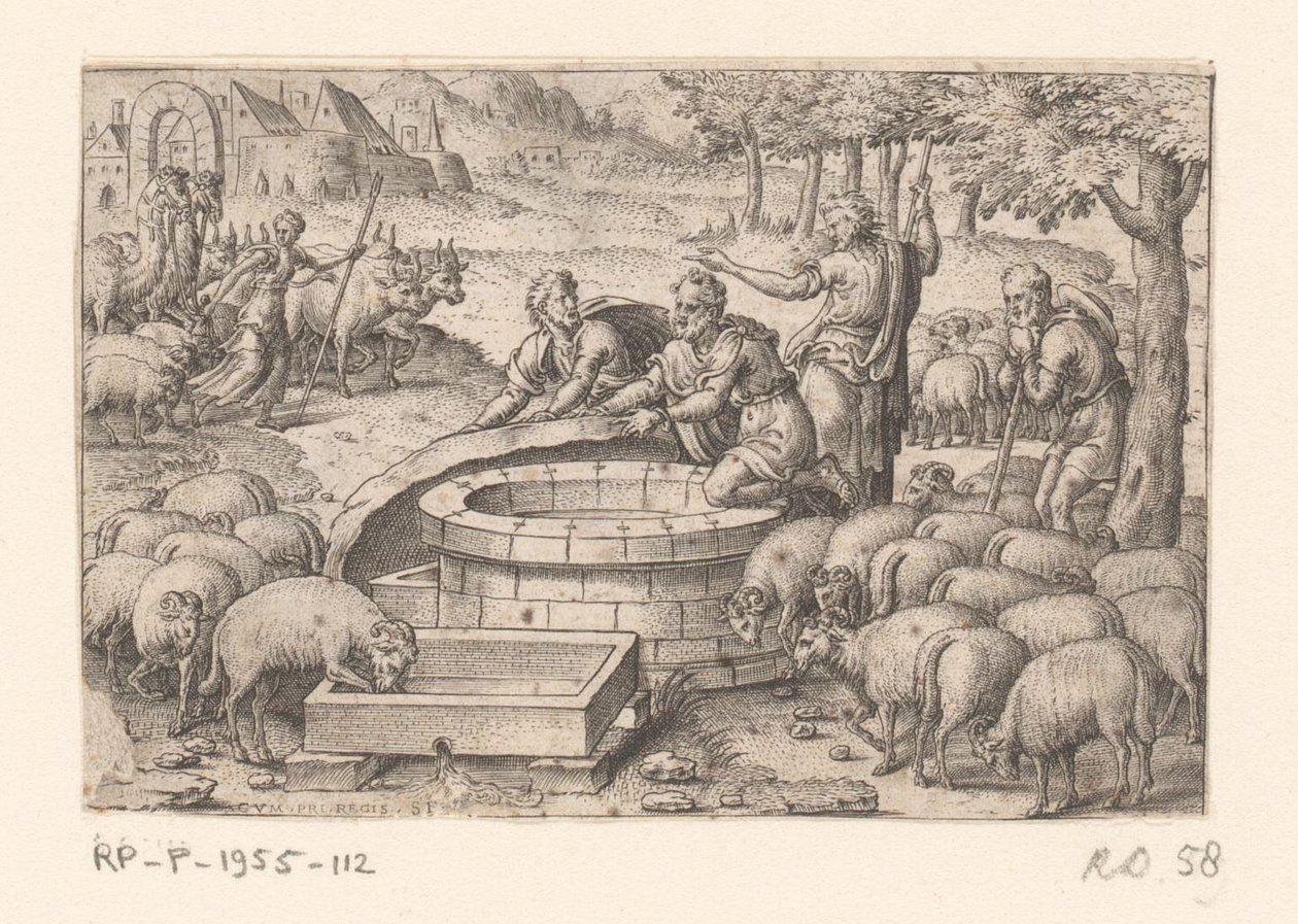 Plandeka Jakob od steen van de put Historia Genesis (tytuł serii) autorstwa Etienne Delaune