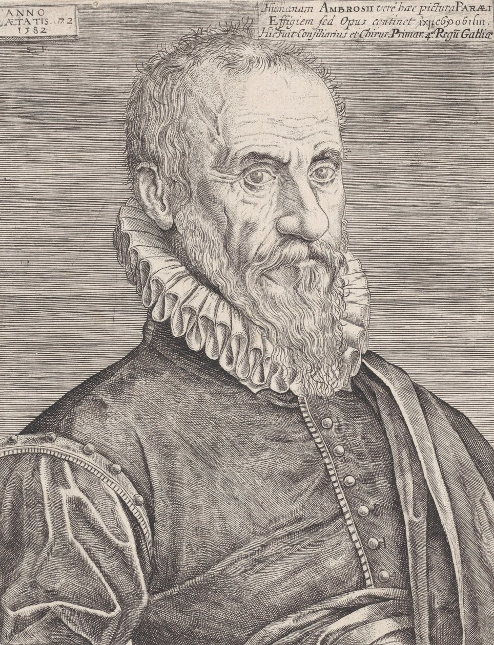 Portret Ambroise Paré, królewskiego chirurga, 1582. autorstwa Etienne Delaune