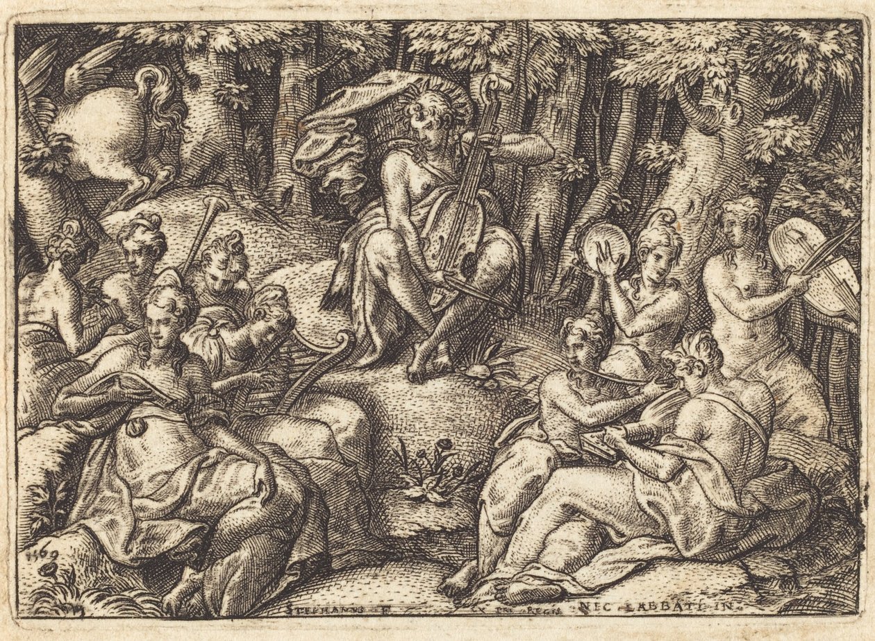 Apollo na Górze Parnas autorstwa Etienne Delaune after Niccolò dell
