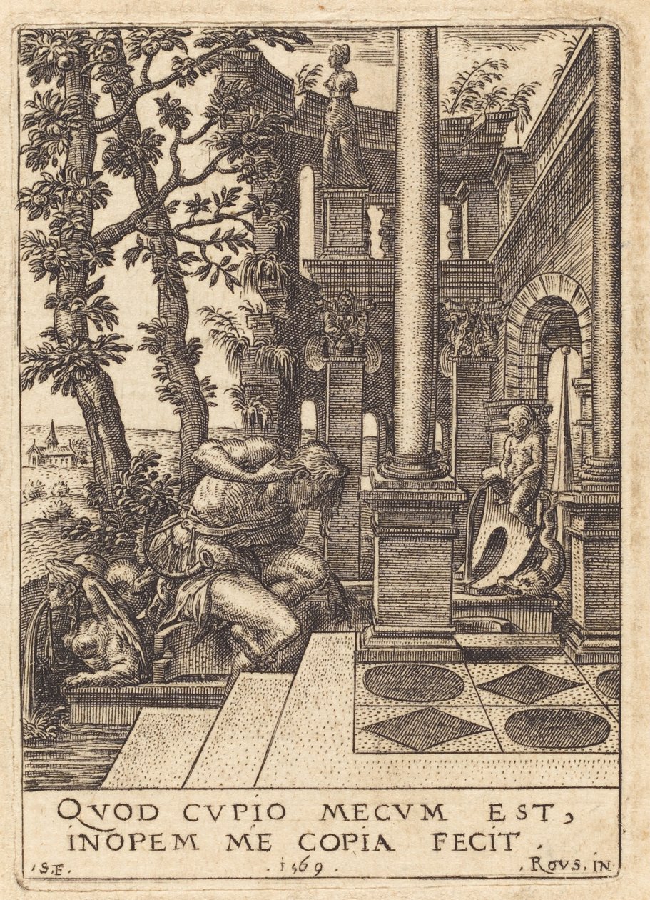Narcyz przy fontannie autorstwa Etienne Delaune after Rosso Fiorentino