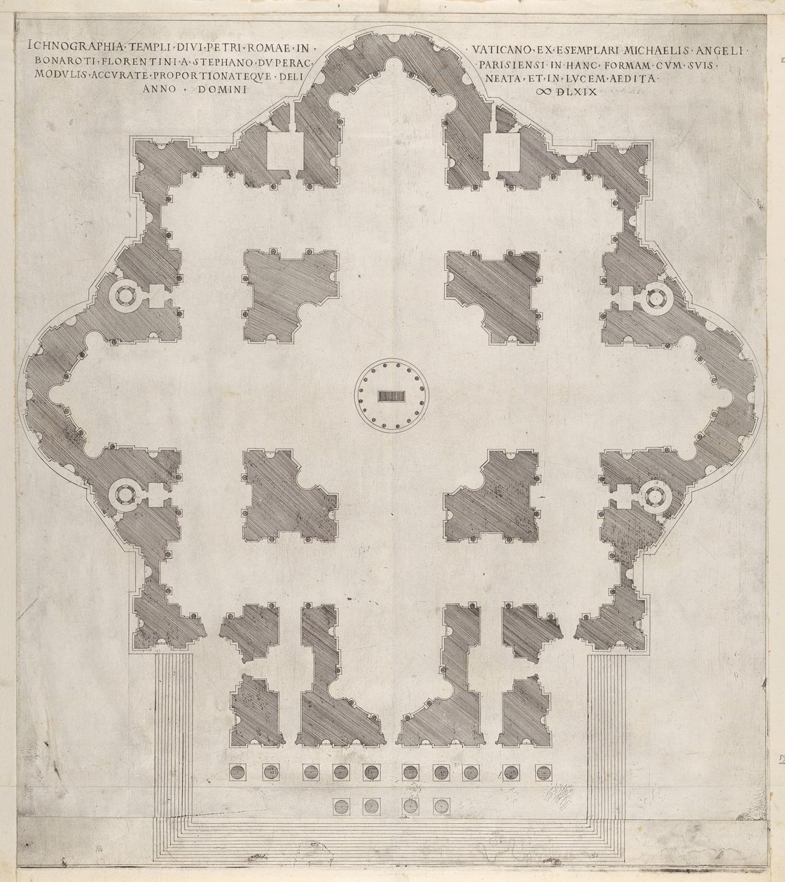 Plan św. Piotra Piotra, 1569 autorstwa Etienne Duperac