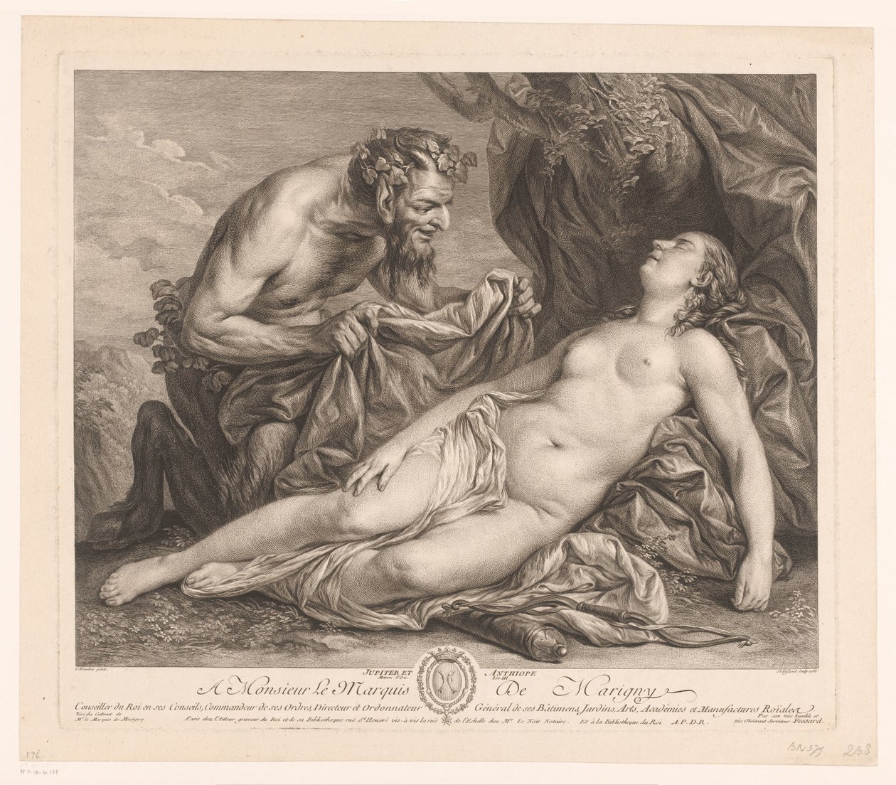Jowisz i Antiope Jupiter i Antiope (tytuł na obiekcie) autorstwa Etienne Fessard